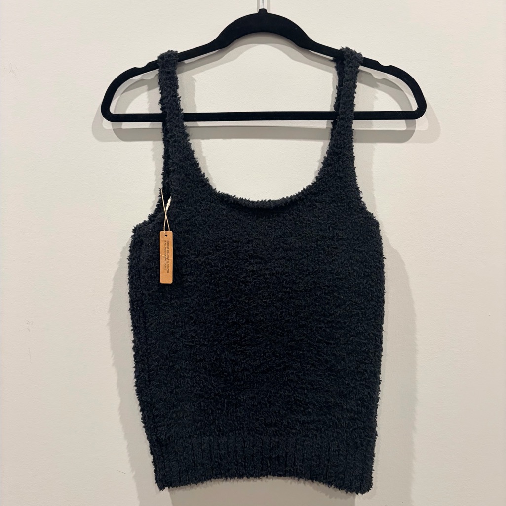 Skims Cozy Knit Tank Top In Black